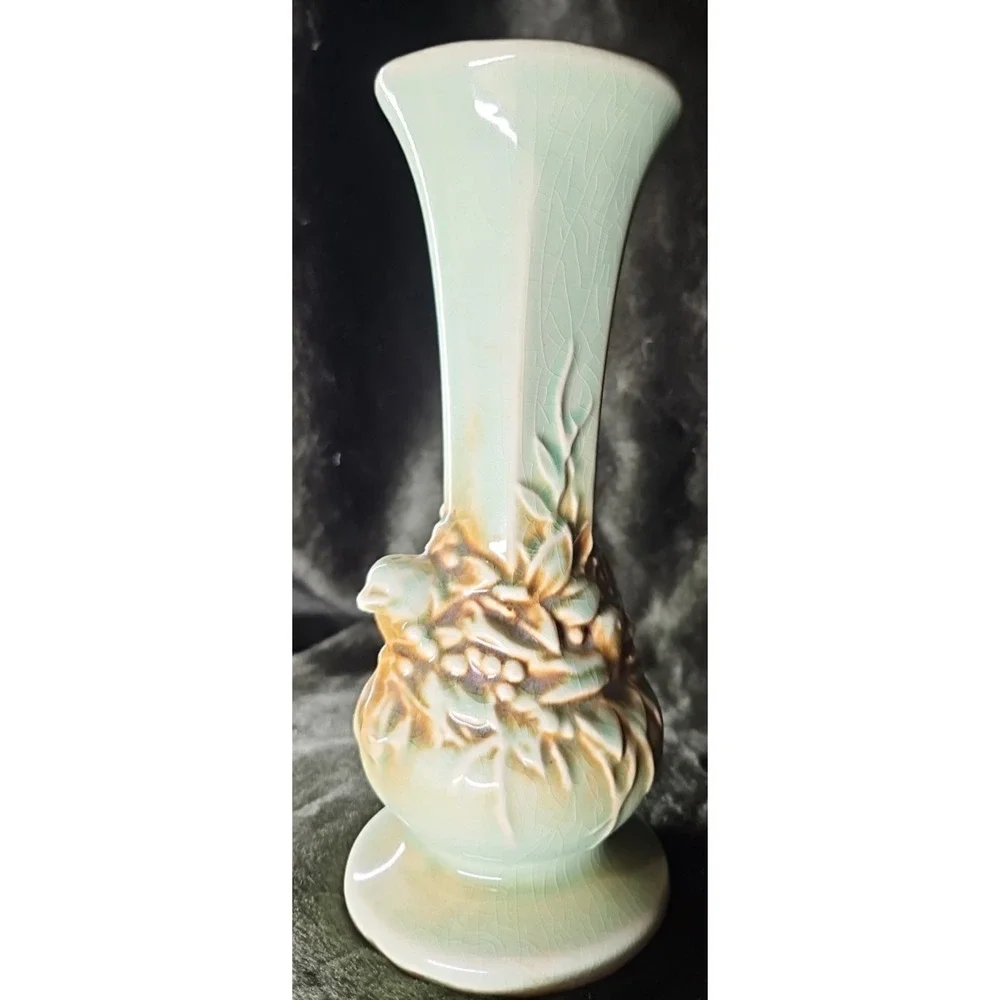 Pair Vintage‎ McCoy Pottery rustic birds in nest - 8